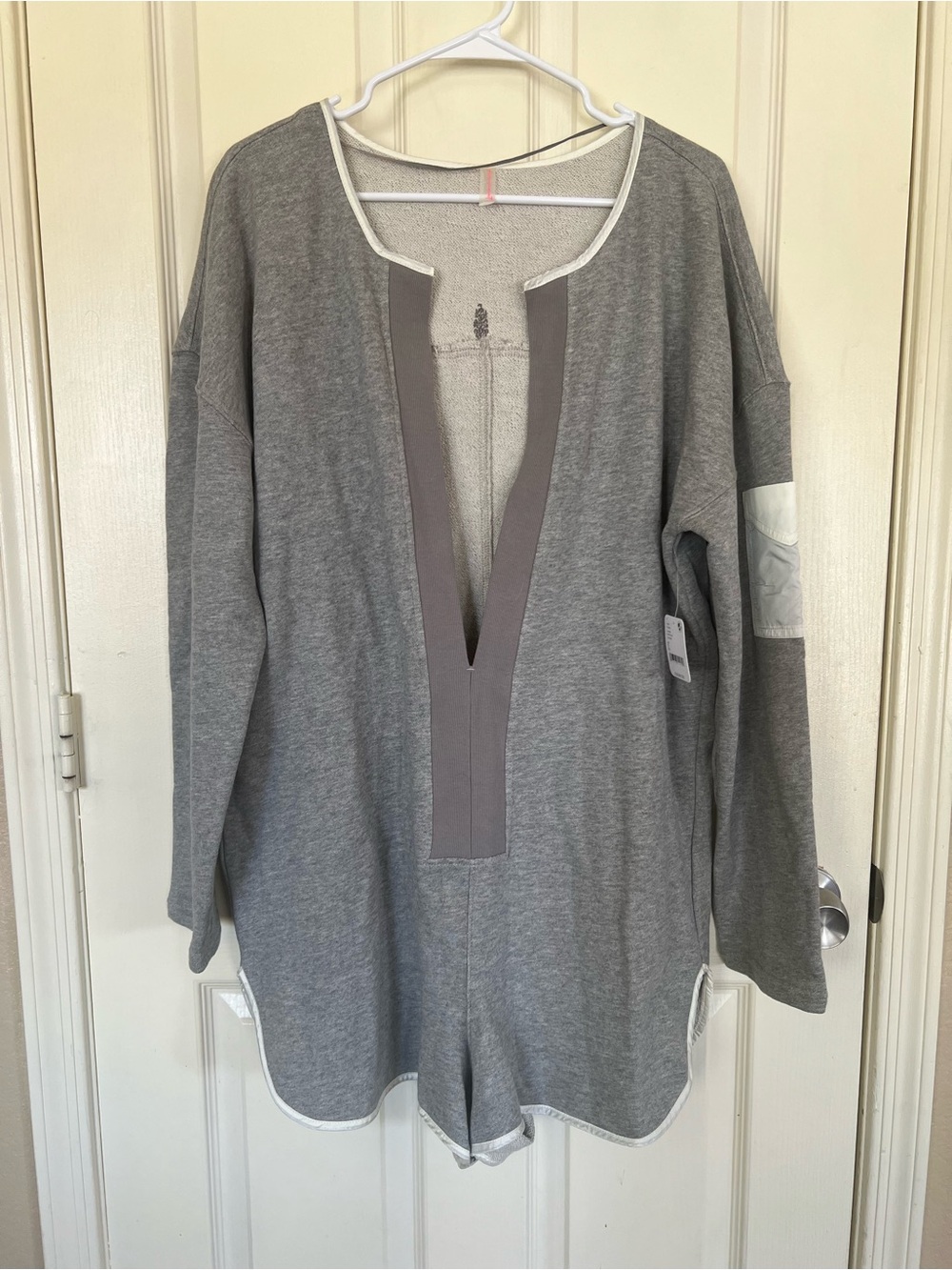 Free People Movement Take the Plunge Romper Gray L NWT